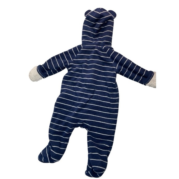 Old Navy Blue and White Striped Footie One Piece with Hood 3-6m baby - Picture 2 of 10